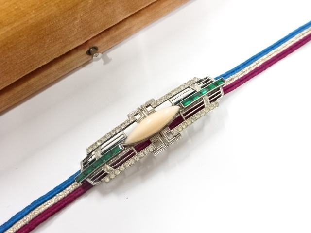 アンティーク　アールデコ　SPM　本珊瑚　帯留め(約8.75g)